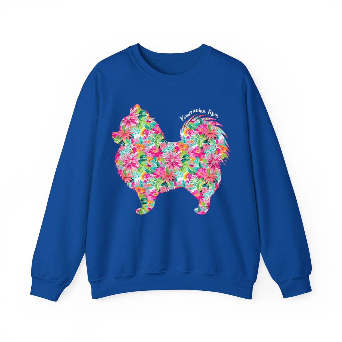 Pomeranian Mom, Floral – Gildan Heavy Blend | Trendy Women’s Soft Sweatshirt. Direct to Garment. Printed & Shipped in the USA. Unisex Sizes.