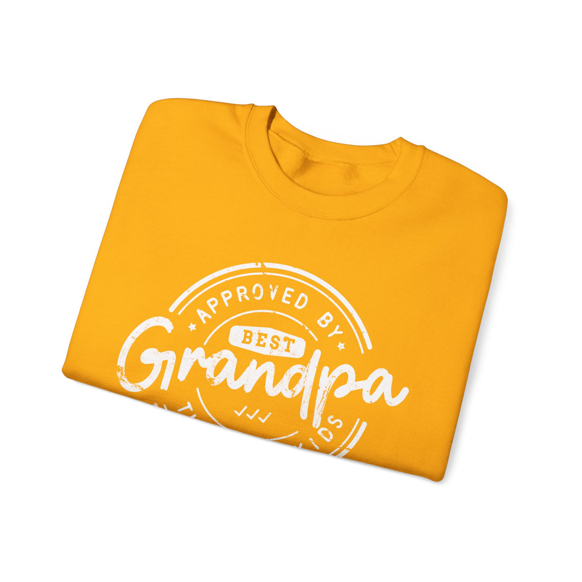 Best Grandpa, Approved by the Grandkids – Gildan Heavy Blend | Trendy Men's Soft Sweatshirt. Direct to Garment. Printed & Shipped in the USA. Unisex Sizes.