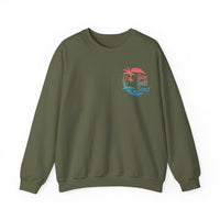Sun Salt Sand, Beach Sunset - Front & Back Print – Gildan Heavy Blend | Trendy Women’s and Men's Soft Sweatshirt. Direct to Garment. Printed & Shipped in the USA. Unisex Sizes.