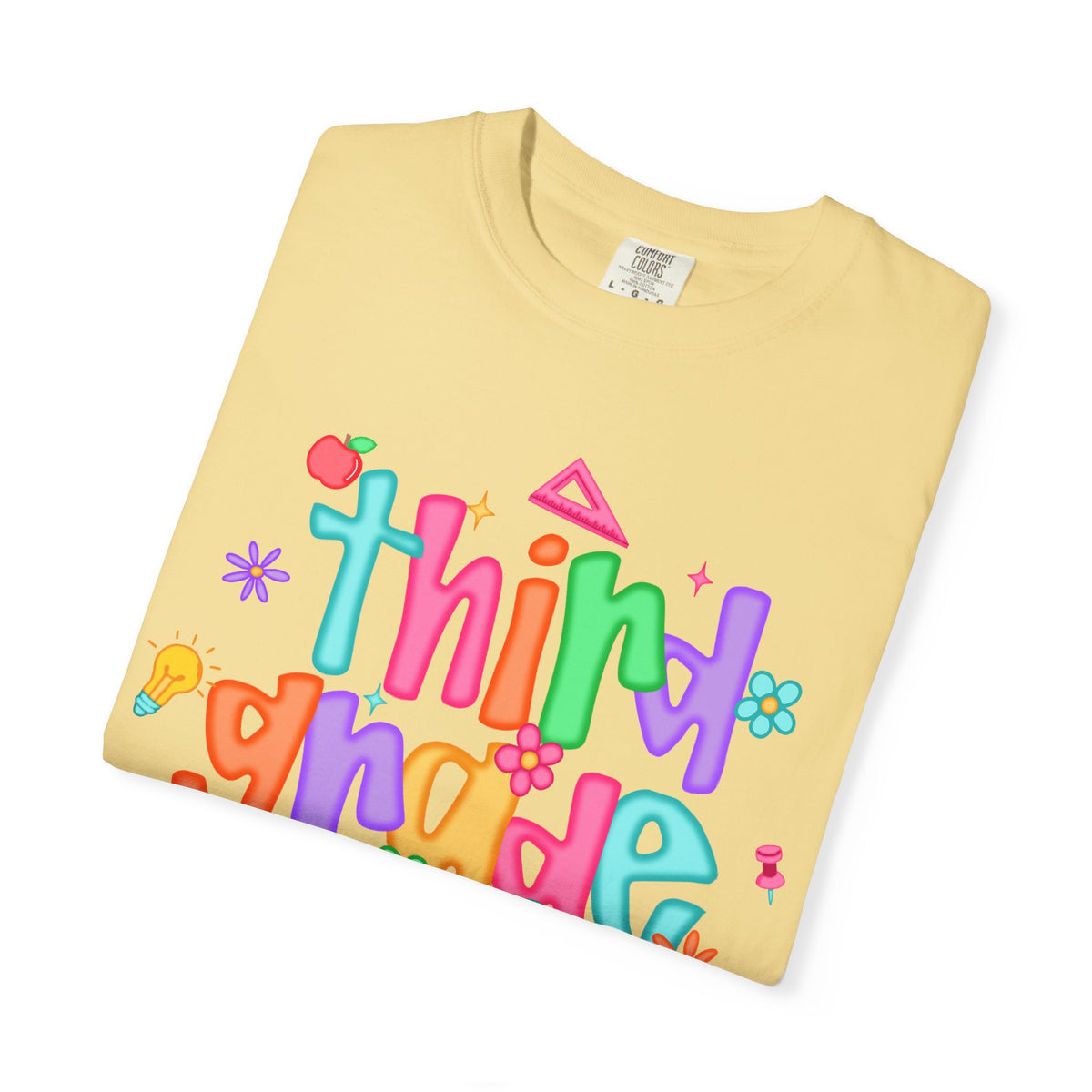 Coquette Third Grade Pencil Bow - Comfort Colors | Trendy Women's T-Shirt. Direct to Garment. Printed & Shipped in the USA. Unisex Sizes.