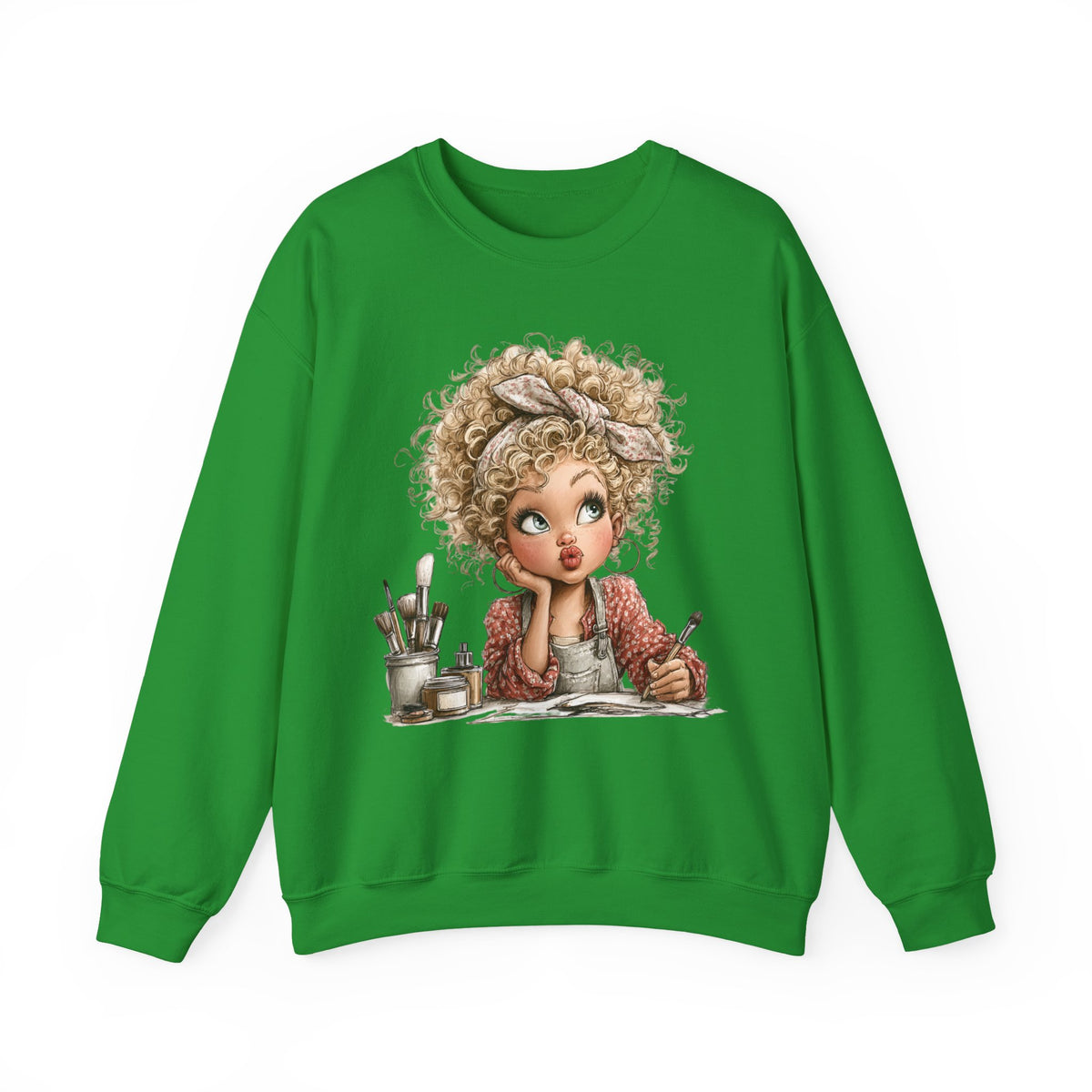 Cute Artist Curly Girl – Gildan Heavy Blend | Trendy Women’s Soft Sweatshirt. Direct to Garment. Printed & Shipped in the USA. Unisex Sizes.