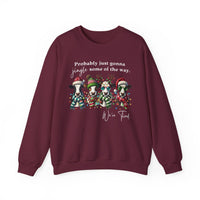 Christmas Cows - Probably Just Gonna Jingle Some Of The Way – Gildan Heavy Blend | Trendy Women’s and Men's Soft Sweatshirt. Direct to Garment. Printed & Shipped in the USA. Unisex Sizes.