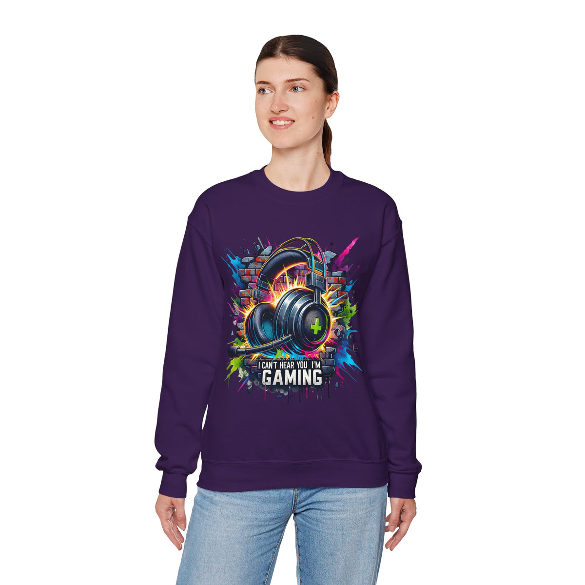 Gaming Headset I Can't Hear You, I'm Gaming – Gildan Heavy Blend | Trendy Women’s and Men's Soft Sweatshirt. Direct to Garment. Printed & Shipped in the USA. Unisex Sizes.