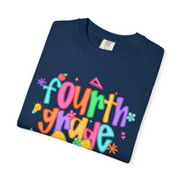 Coquette Fourth Grade Pencil Bow - Comfort Colors | Trendy Women's T-Shirt. Direct to Garment. Printed & Shipped in the USA. Unisex Sizes.