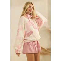 Floral Textured Quilted-Print Pullover w/Snap Buttons