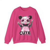 Cute But Feral, Possum in Pink Bibs – Gildan Heavy Blend | Trendy Women’s Soft Sweatshirt. Direct to Garment. Printed & Shipped in the USA. Unisex Sizes.
