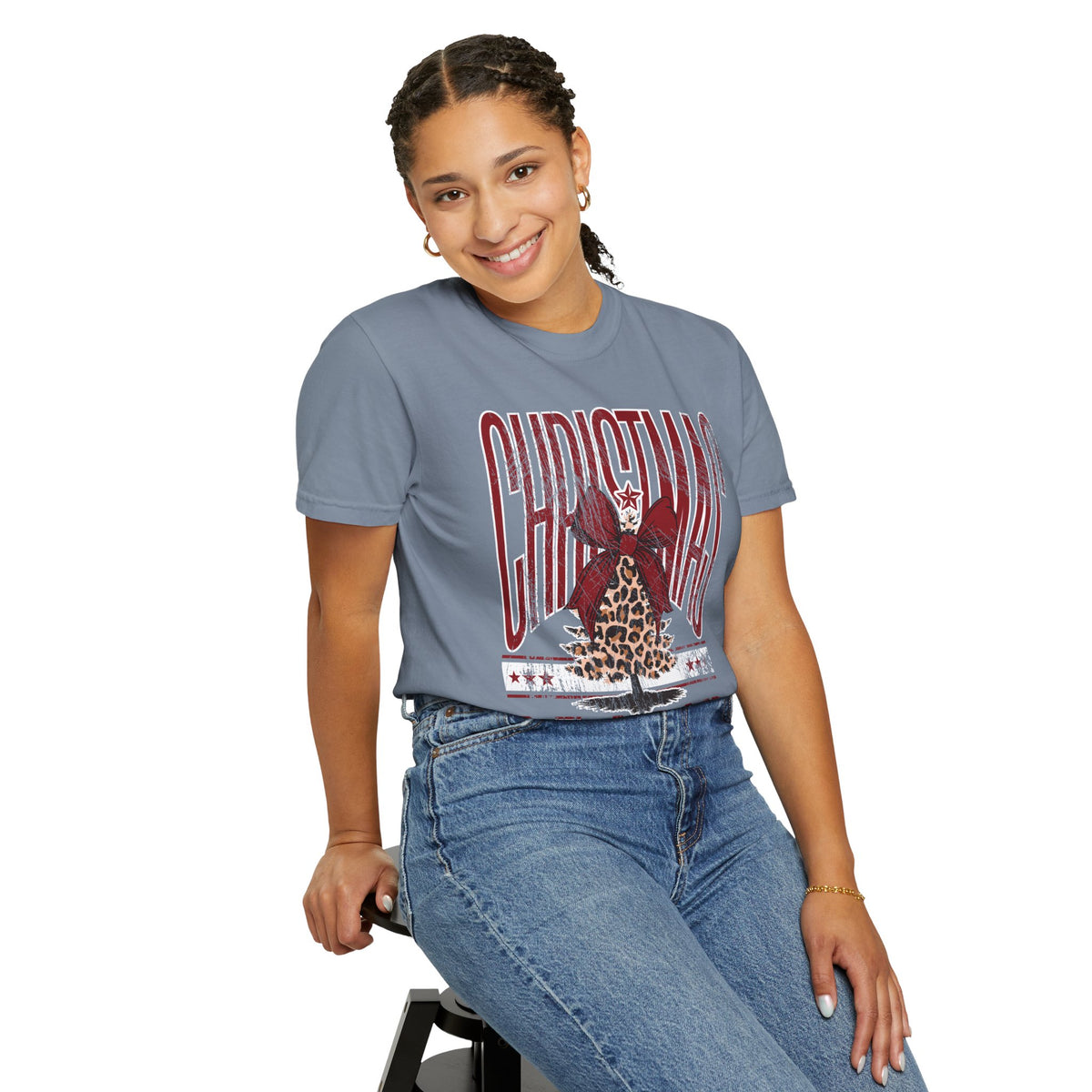 Christmas Season Leopard Tree  - Comfort Colors | Trendy Women's T-Shirt. Direct to Garment. Printed & Shipped in the USA. Unisex Sizes.