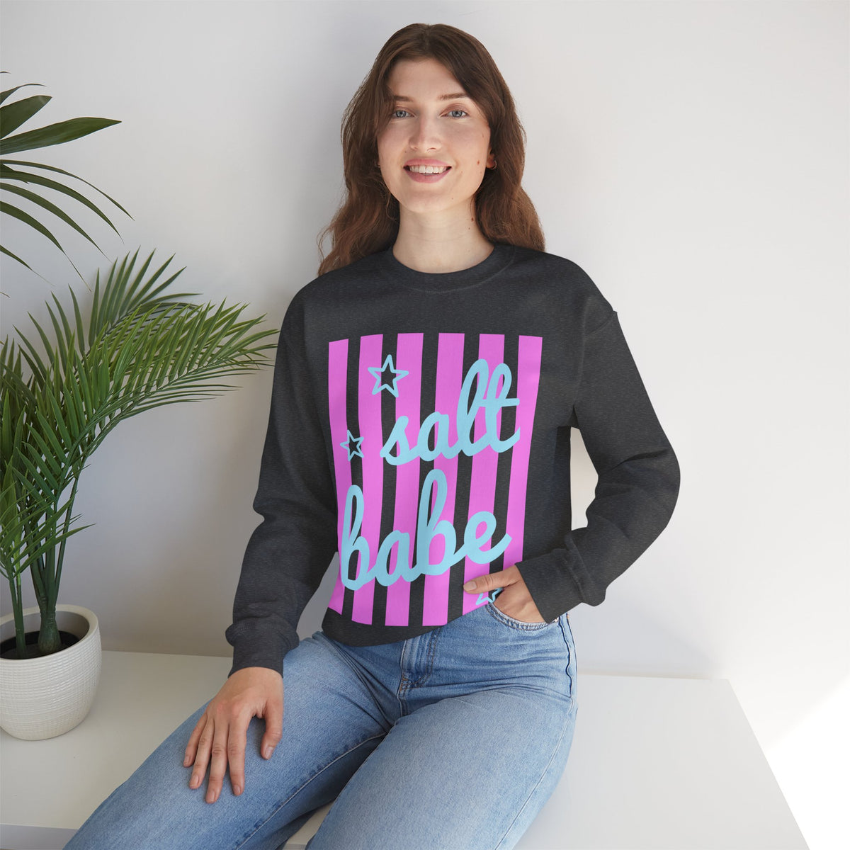 Salt Babe – Gildan Heavy Blend | Trendy Women’s Soft Sweatshirt. Direct to Garment. Printed & Shipped in the USA. Unisex Sizes.