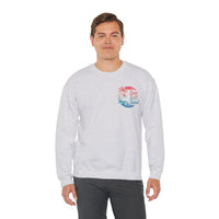 Sun Salt Sand, Beach Sunset - Front & Back Print – Gildan Heavy Blend | Trendy Women’s and Men's Soft Sweatshirt. Direct to Garment. Printed & Shipped in the USA. Unisex Sizes.