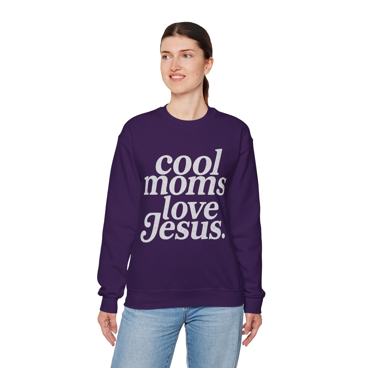 Cool Moms Love Jesus, Vintage – Gildan Heavy Blend | Trendy Women’s Soft Sweatshirt. Direct to Garment. Printed & Shipped in the USA. Unisex Sizes.