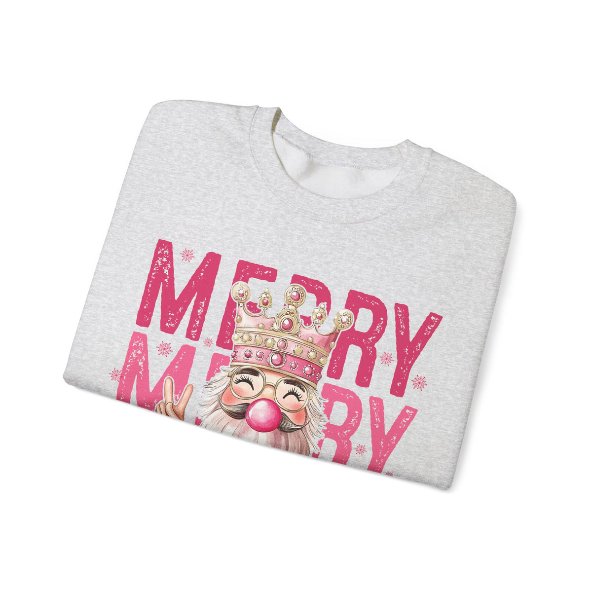 Merry Christmas - Cute Pink Bubblegum Nutcracker – Gildan Heavy Blend | Trendy Women’s Soft Sweatshirt. Direct to Garment. Printed & Shipped in the USA. Unisex Sizes.