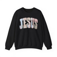 Jesus faux Patchwork – Gildan Heavy Blend | Trendy Women’s Soft Sweatshirt. Direct to Garment. Printed & Shipped in the USA. Unisex Sizes.
