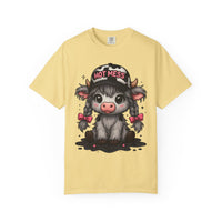 Cute Highland Cow 'Hot Mess' In Braids  - Comfort Colors | Trendy Women's T-Shirt. Direct to Garment. Printed & Shipped in the USA. Unisex Sizes.