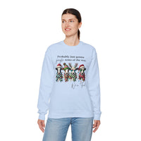 Christmas Cows - Probably Just Gonna Jingle Some Of The Way – Gildan Heavy Blend | Trendy Women’s and Men's Soft Sweatshirt. Direct to Garment. Printed & Shipped in the USA. Unisex Sizes.