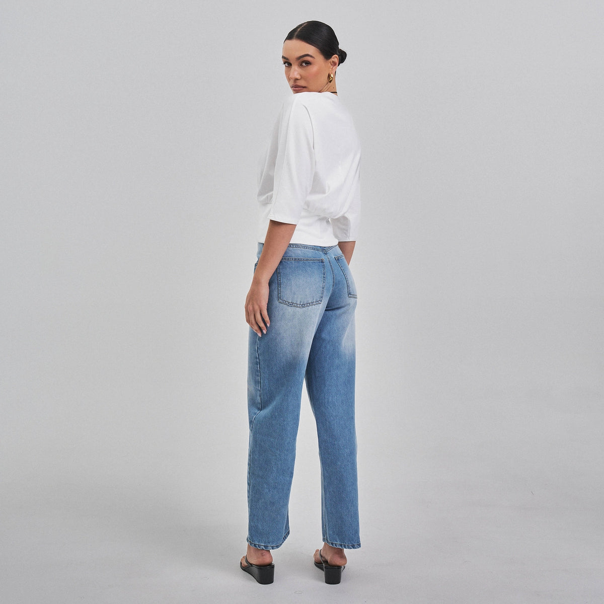 Jaclyn (Ivory) 3/4 Sleeve 94% Cotton Top