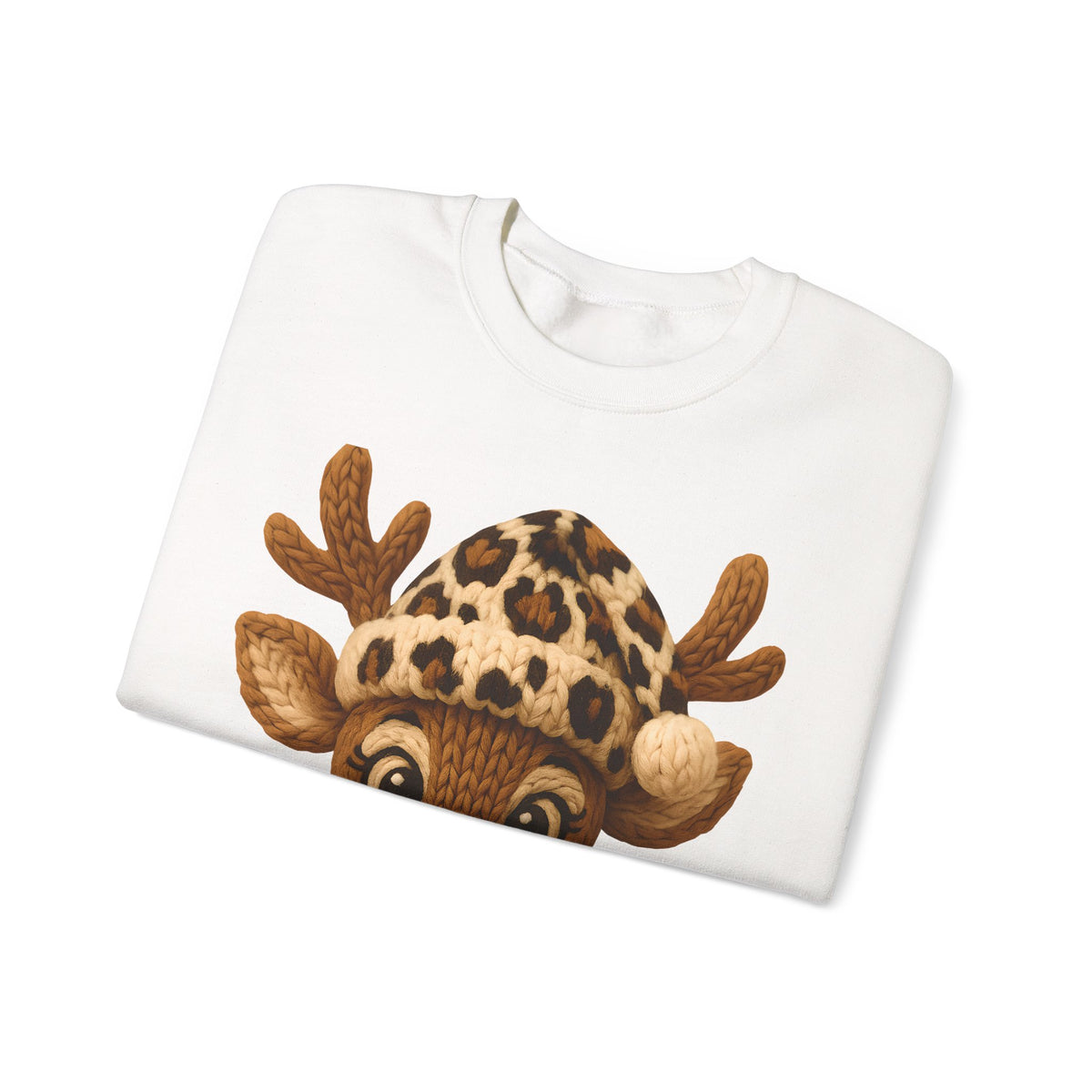 Rudolph Reindeer Leopard Santa Hat Christmas – Gildan Heavy Blend | Trendy Women’s Soft Sweatshirt. Direct to Garment. Printed & Shipped in the USA. Unisex Sizes.