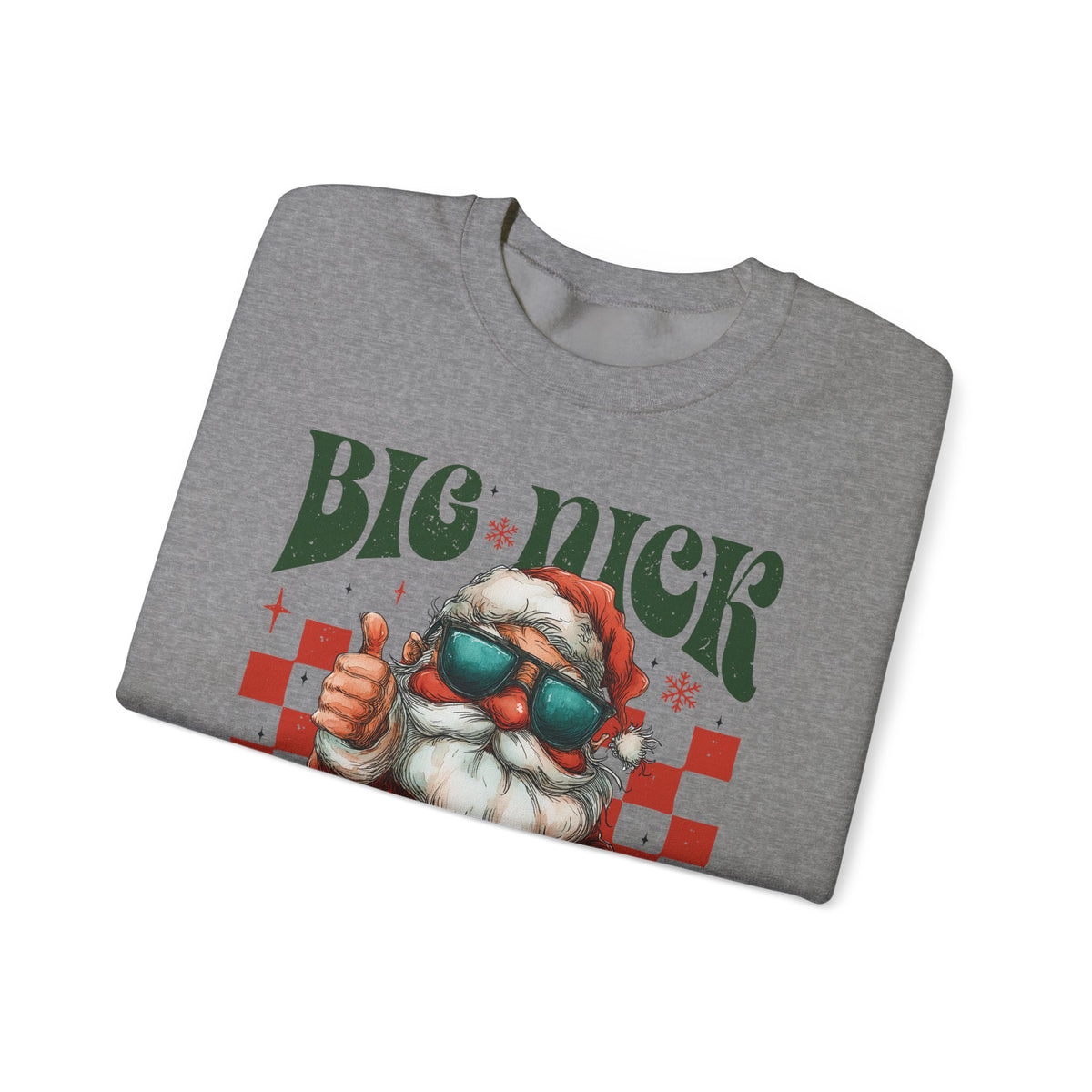 Big Nick Energy - Retro Santa Thumbs Up – Gildan Heavy Blend | Trendy Men's and Women’s Soft Sweatshirt. Direct to Garment. Printed & Shipped in the USA. Unisex Sizes.