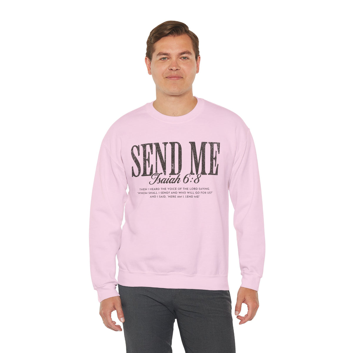 Send Me, Vintage - Faith – Gildan Heavy Blend | Trendy Women’s and Men's Soft Sweatshirt. Direct to Garment. Printed & Shipped in the USA. Unisex Sizes.
