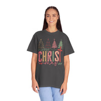 Merry ChrisTmas Christian Faith Graphic - Comfort Colors | Trendy Women's T-Shirt. Direct to Garment. Printed & Shipped in the USA. Unisex Sizes.