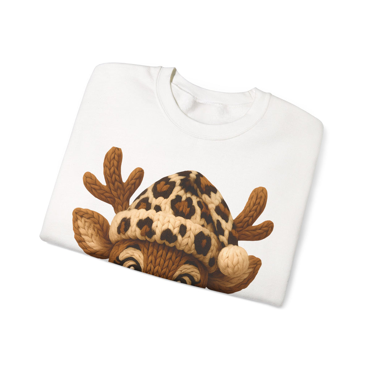 Rudolph Reindeer Leopard Santa Hat Christmas – Gildan Heavy Blend | Trendy Women’s Soft Sweatshirt. Direct to Garment. Printed & Shipped in the USA. Unisex Sizes.