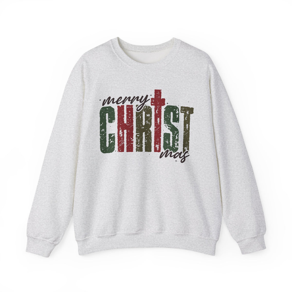 Distressed Merry ChrisTmas Faith Christian – Gildan Heavy Blend | Trendy Women’s Soft Sweatshirt. Direct to Garment. Printed & Shipped in the USA. Unisex Sizes.