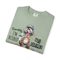 Retired Not Expired, Leopard Funny Grandma - Comfort Colors | Trendy Women's T-Shirt. Direct to Garment. Printed & Shipped in the USA. Unisex Sizes.