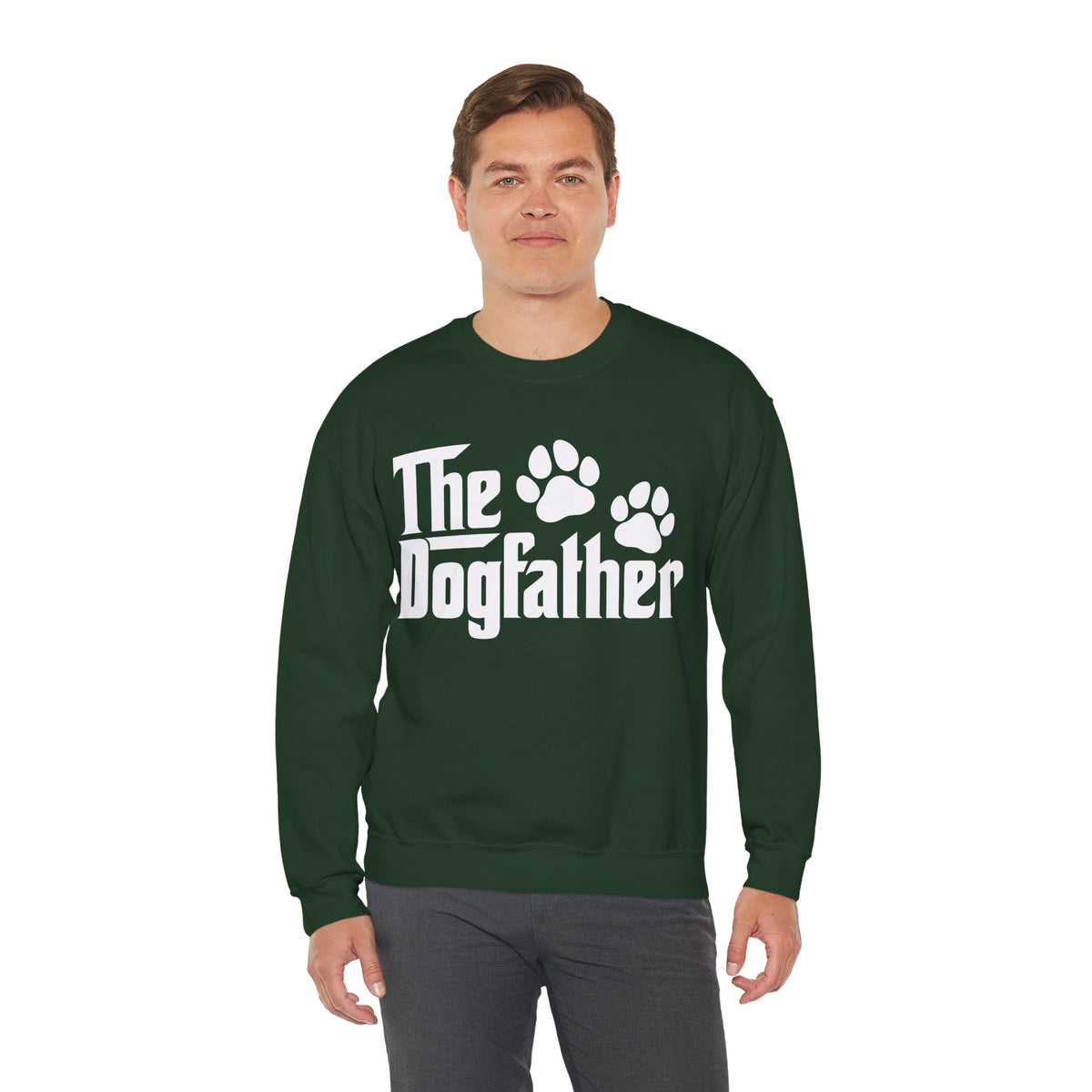 The DogFather – Gildan Heavy Blend | Trendy Men's Soft Sweatshirt. Direct to Garment. Printed & Shipped in the USA. Unisex Sizes.