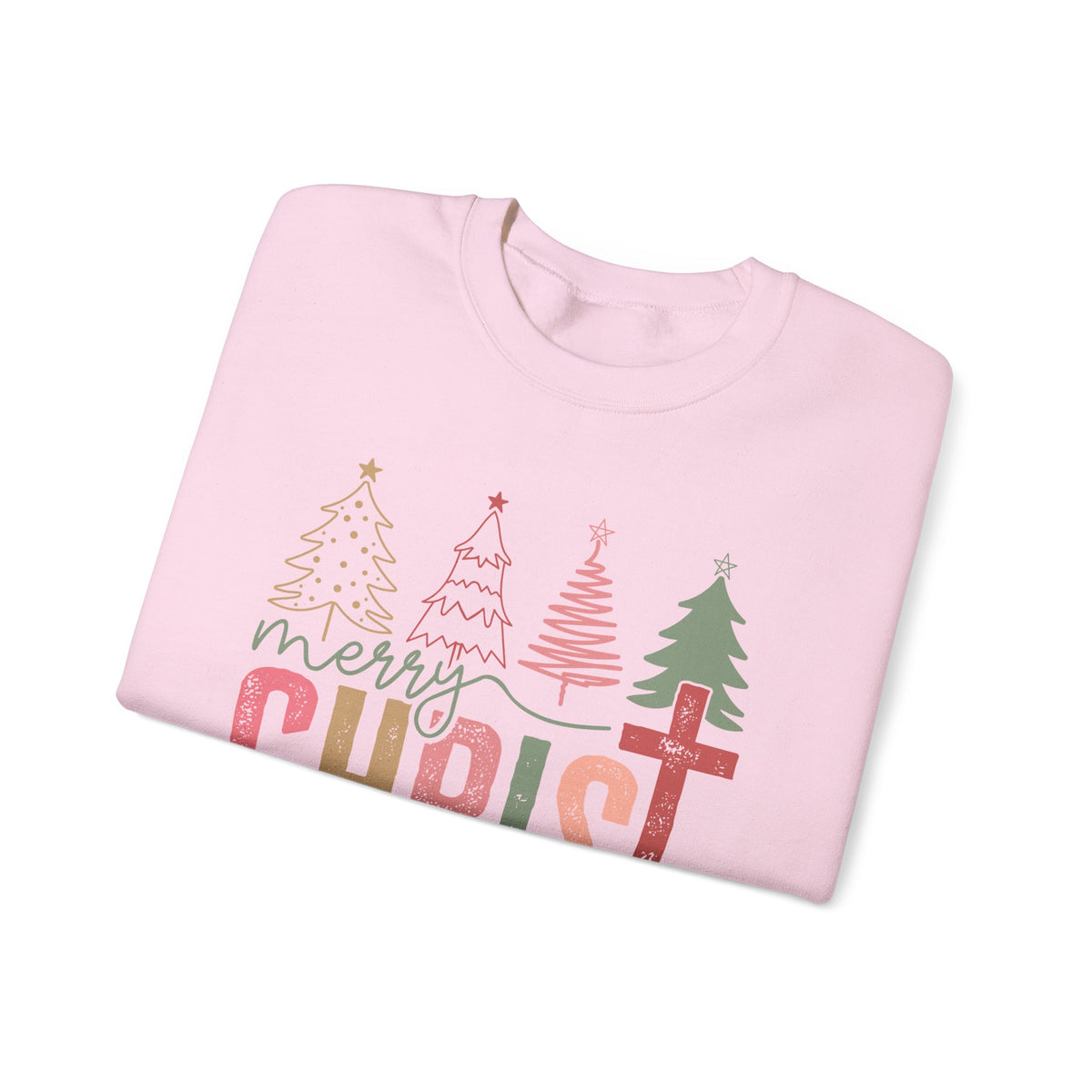 Merry ChrisTmas Christian Faith Graphic – Gildan Heavy Blend | Trendy Women’s Soft Sweatshirt. Direct to Garment. Printed & Shipped in the USA. Unisex Sizes.