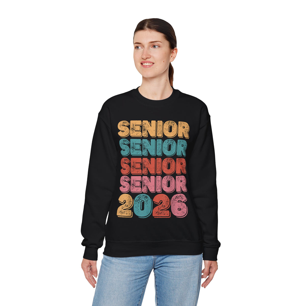 Senior Class of 2026 Retro – Gildan Heavy Blend | Trendy Men's and Women’s Soft Sweatshirt. Direct to Garment. Printed & Shipped in the USA. Unisex Sizes.