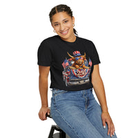Patriotic Highland, America's 250th Birthday - Comfort Colors | Trendy Women's and Men's T-Shirt. Direct to Garment. Printed & Shipped in the USA. Unisex Sizes.