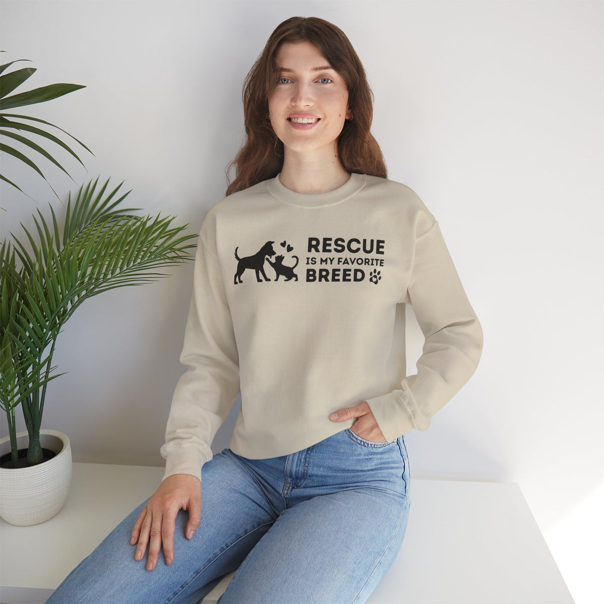 Rescue Is My Favorite Breed *This Shirt Saves Lives* – Gildan Heavy Blend | Trendy Men's and Women’s Soft Sweatshirt. Direct to Garment. Printed & Shipped in the USA. Unisex Sizes.