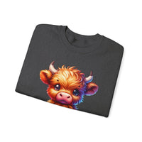 Sugar Addict Highland Cow – Gildan Heavy Blend | Trendy Women’s Soft Sweatshirt. Direct to Garment. Printed & Shipped in the USA. Unisex Sizes.
