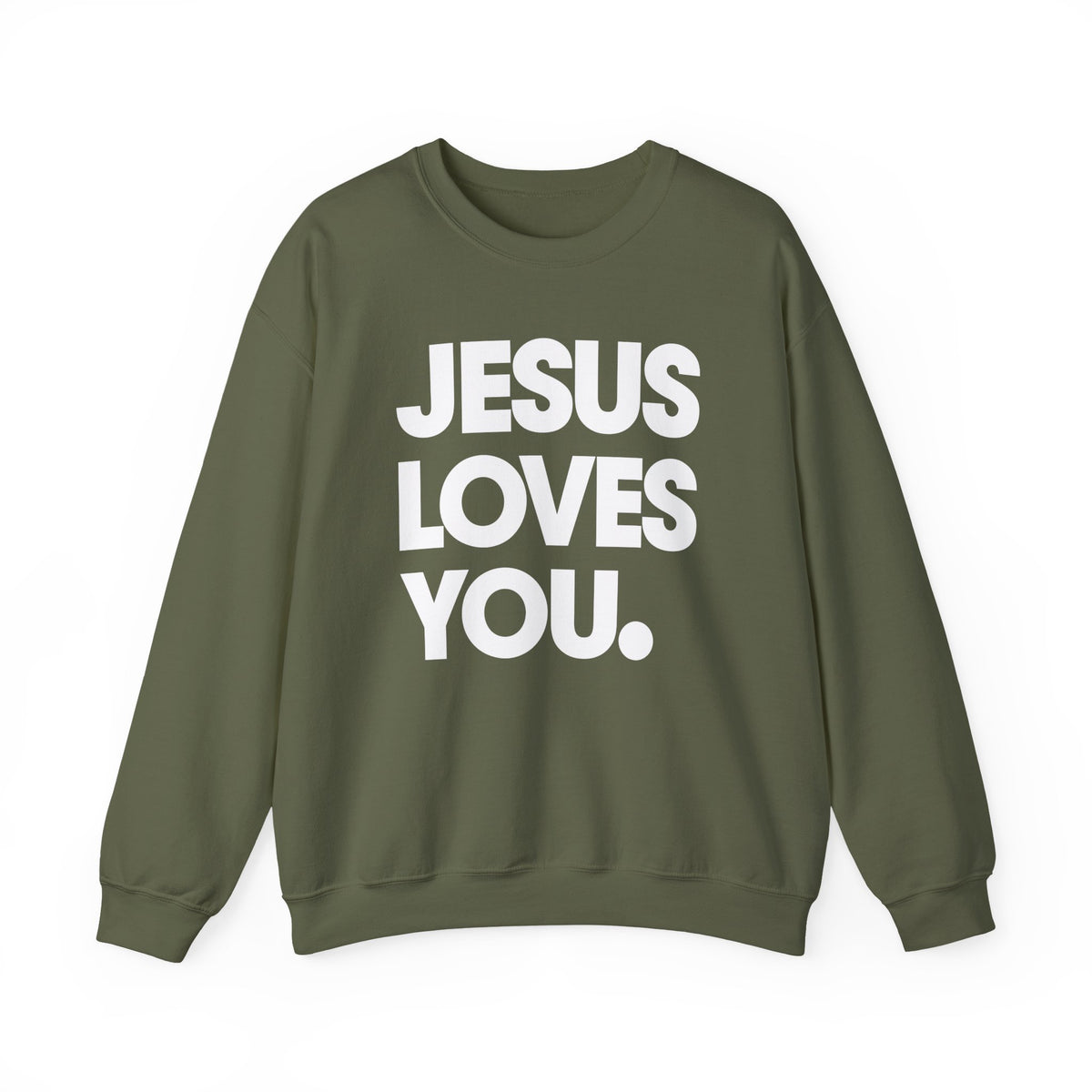 Jesus Loves You – Gildan Heavy Blend | Trendy Women’s and Men's Soft Sweatshirt. Direct to Garment. Printed & Shipped in the USA. Unisex Sizes.