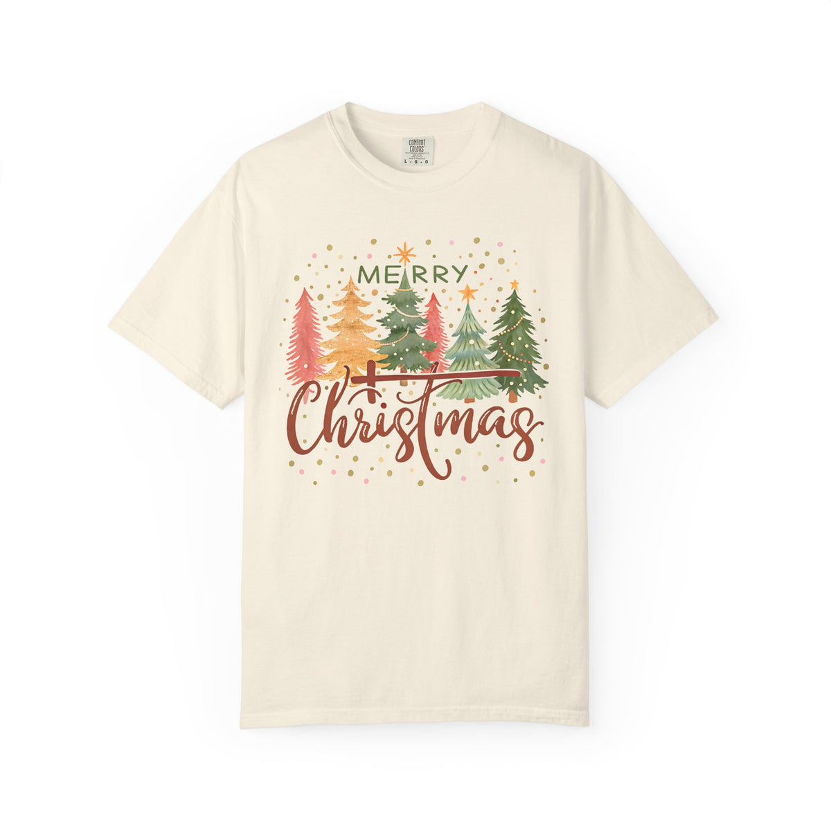 Merry ChrisTmas - Christian Faith - Comfort Colors | Trendy Women's T-Shirt. Direct to Garment. Printed & Shipped in the USA. Unisex Sizes.