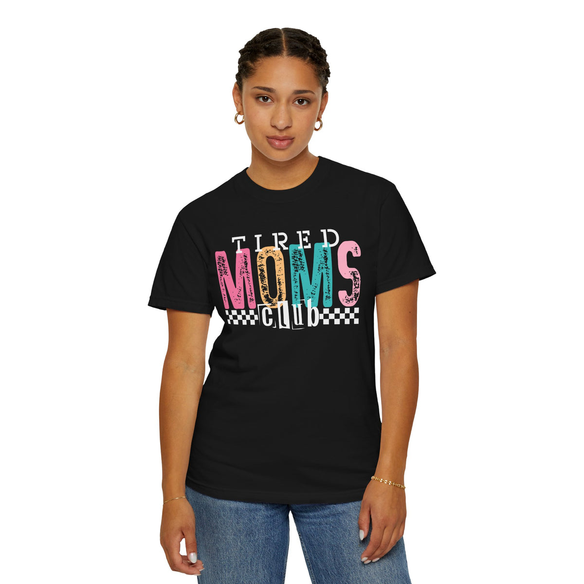 Tired Moms Club Pastel - Comfort Colors | Trendy Women's T-Shirt. Direct to Garment. Printed & Shipped in the USA. Unisex Sizes.