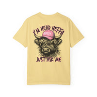 Head Heffa Highland Cow, Front & Back Print - Comfort Colors | Trendy Women's T-Shirt. Direct to Garment. Printed & Shipped in the USA. Unisex Sizes.