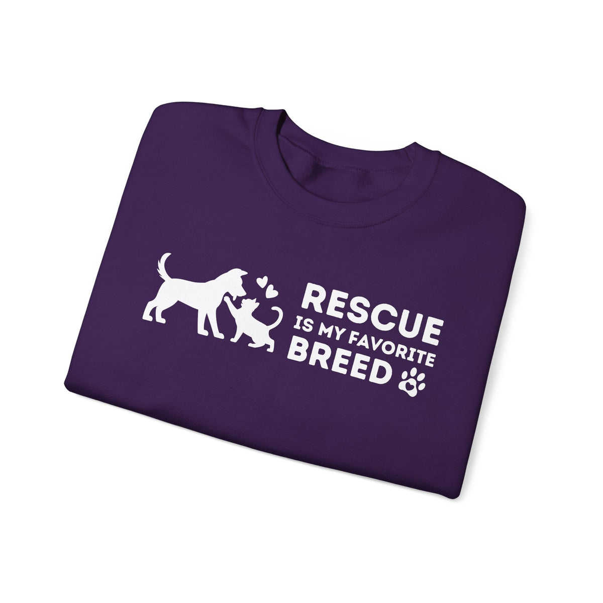 Rescue Is My Favorite Breed *This Shirt Saves Lives* – Gildan Heavy Blend | Trendy Men's and Women’s Soft Sweatshirt. Direct to Garment. Printed & Shipped in the USA. Unisex Sizes.