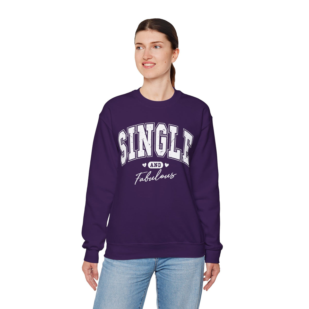 Single and Fabulous - Varsity – Gildan Heavy Blend | Trendy Women’s Soft Sweatshirt. Direct to Garment. Printed & Shipped in the USA. Unisex Sizes.