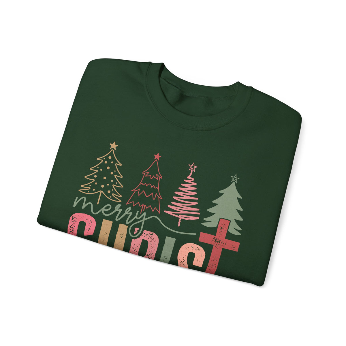 Merry ChrisTmas Christian Faith Graphic – Gildan Heavy Blend | Trendy Women’s Soft Sweatshirt. Direct to Garment. Printed & Shipped in the USA. Unisex Sizes.