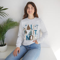 Let It Snow, Snowman – Gildan Heavy Blend | Trendy Women’s Soft Sweatshirt. Direct to Garment. Printed & Shipped in the USA. Unisex Sizes.