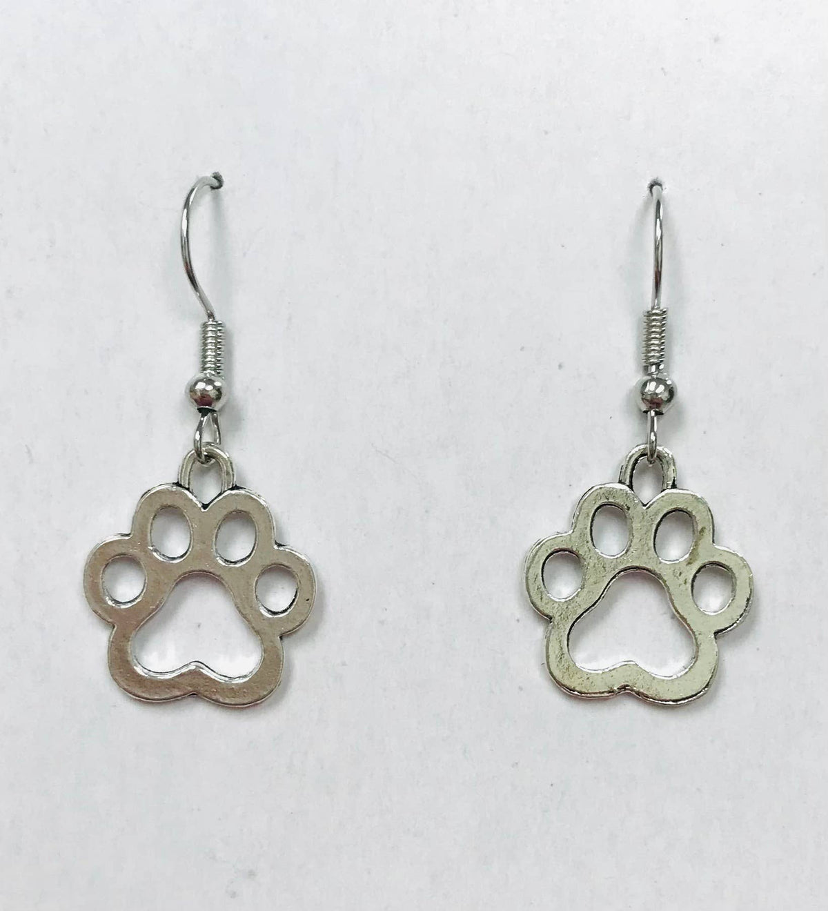Hollow Dog Pawprint Earrings - Brass