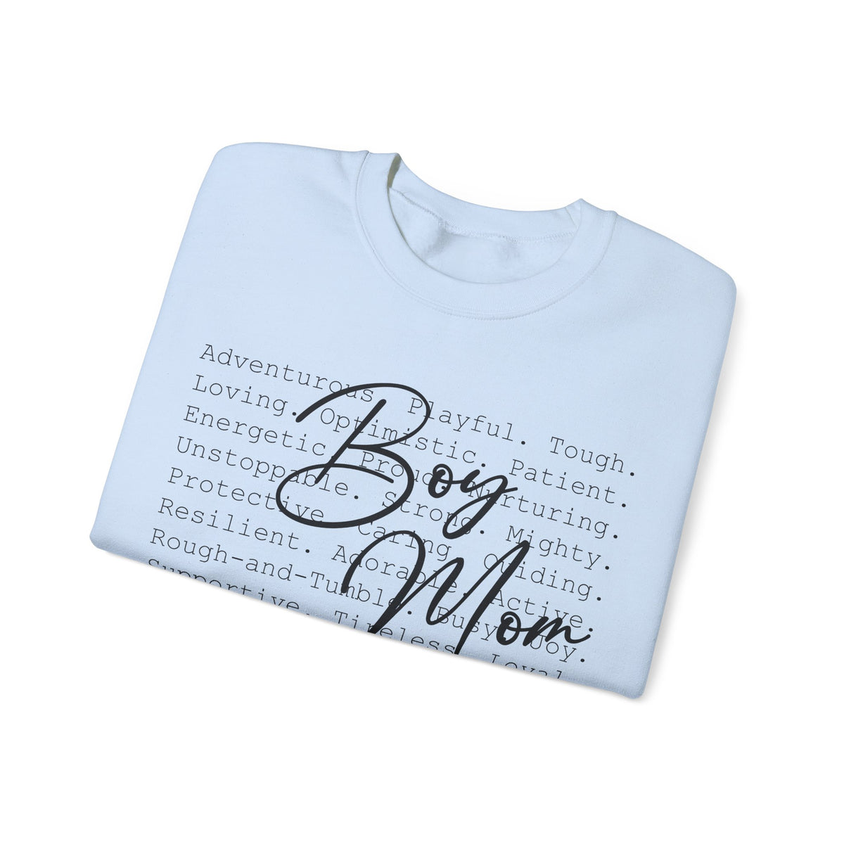 Boy Mom Typography – Gildan Heavy Blend | Trendy Women’s Soft Sweatshirt. Direct to Garment. Printed & Shipped in the USA. Unisex Sizes.