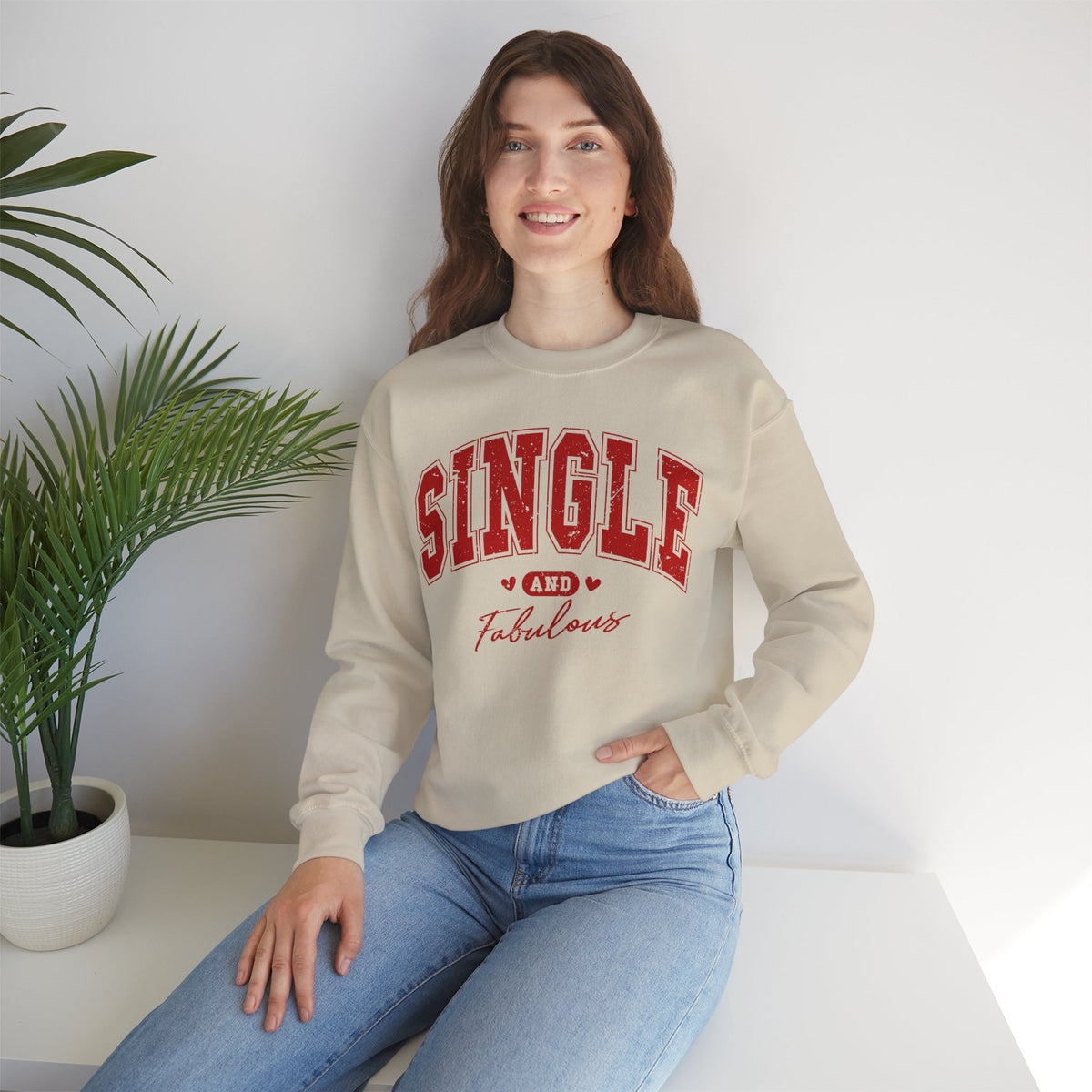 Single and Fabulous - Varsity – Gildan Heavy Blend | Trendy Women’s Soft Sweatshirt. Direct to Garment. Printed & Shipped in the USA. Unisex Sizes.