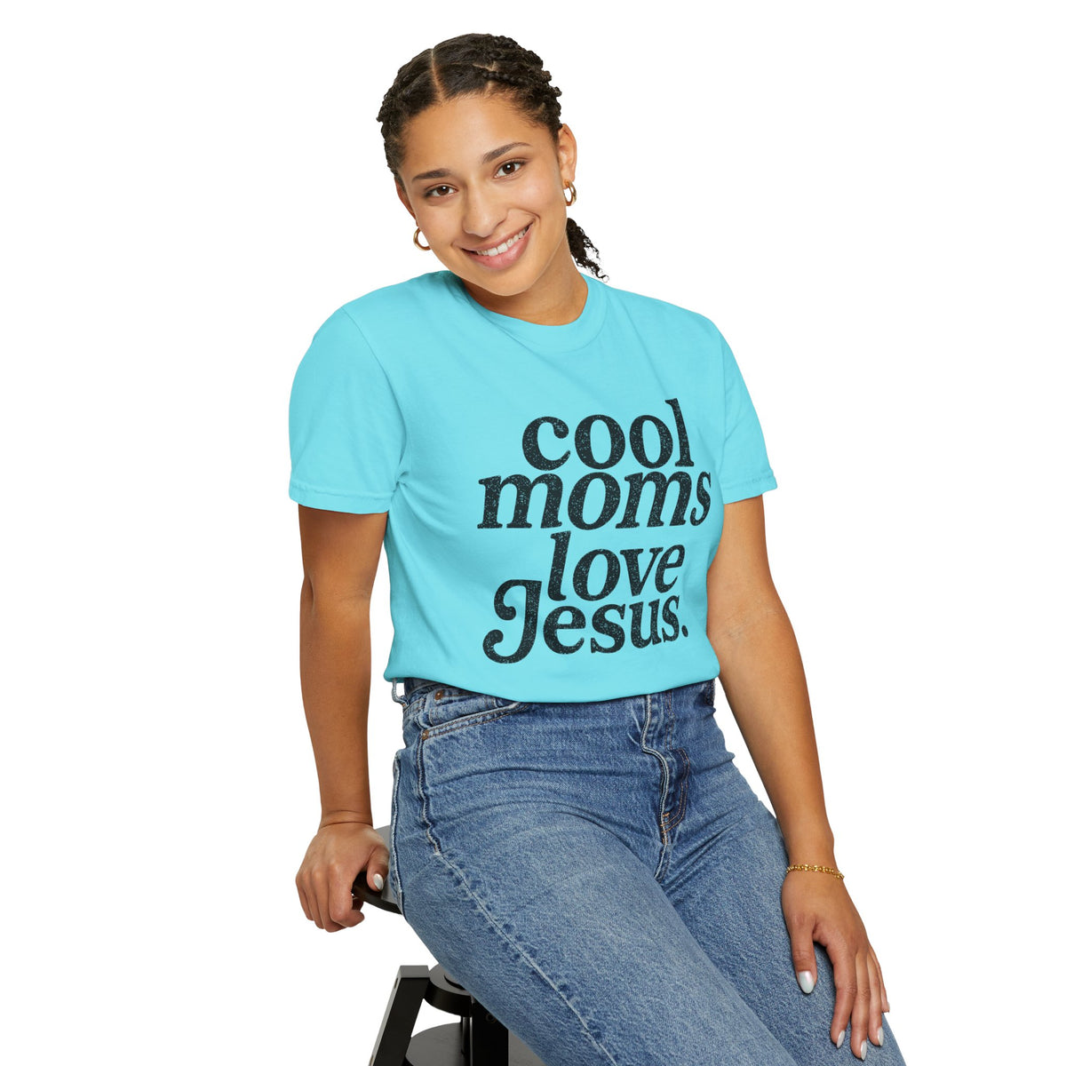Cool Moms Love Jesus, Vintage - Comfort Colors | Trendy Women's T-Shirt. Direct to Garment. Printed & Shipped in the USA. Unisex Sizes.