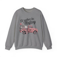 I'd Rather Be Thrifting. Pink Vintage Truck – Gildan Heavy Blend | Trendy Women’s Soft Sweatshirt. Direct to Garment. Printed & Shipped in the USA. Unisex Sizes.