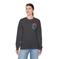 Sun Salt Sand, Beach Sunset - Front & Back Print – Gildan Heavy Blend | Trendy Women’s and Men's Soft Sweatshirt. Direct to Garment. Printed & Shipped in the USA. Unisex Sizes.