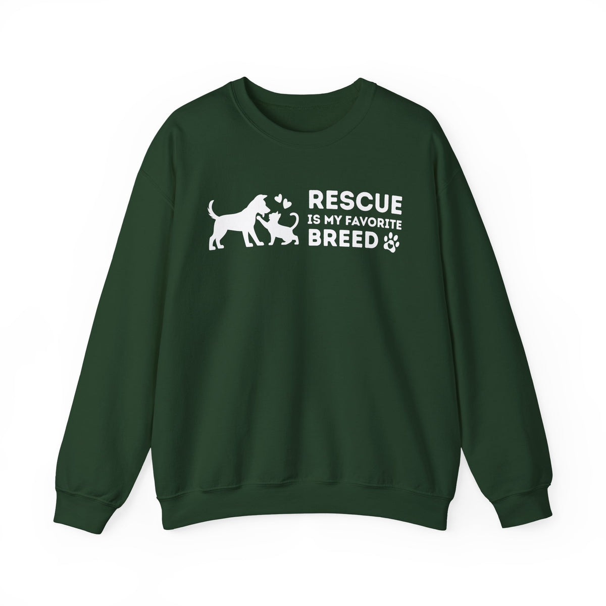 Rescue Is My Favorite Breed *This Shirt Saves Lives* – Gildan Heavy Blend | Trendy Men's and Women’s Soft Sweatshirt. Direct to Garment. Printed & Shipped in the USA. Unisex Sizes.