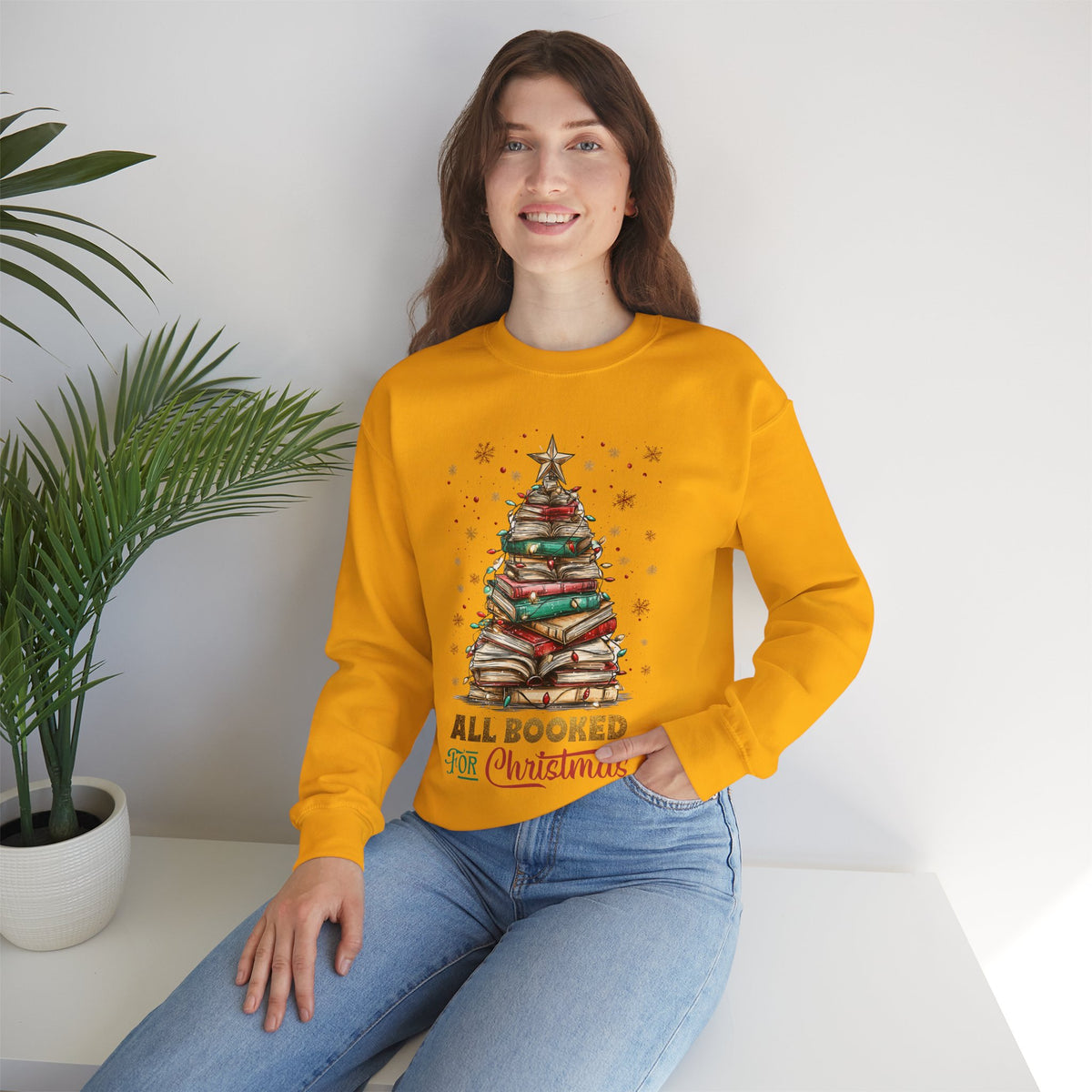 All Booked For Christmas – Gildan Heavy Blend | Trendy Women’s Soft Sweatshirt. Direct to Garment. Printed & Shipped in the USA. Unisex Sizes.