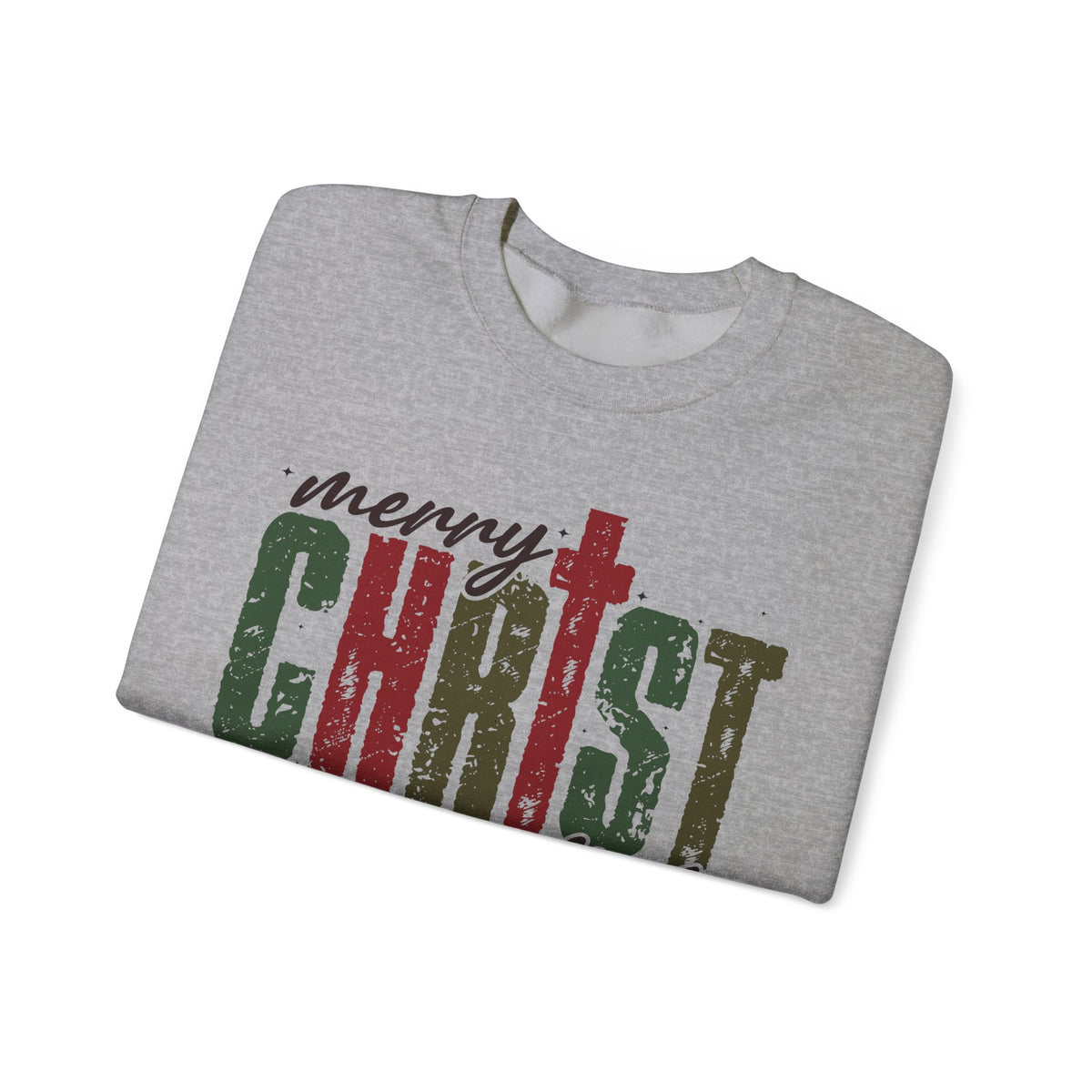Distressed Merry ChrisTmas Faith Christian – Gildan Heavy Blend | Trendy Women’s Soft Sweatshirt. Direct to Garment. Printed & Shipped in the USA. Unisex Sizes.
