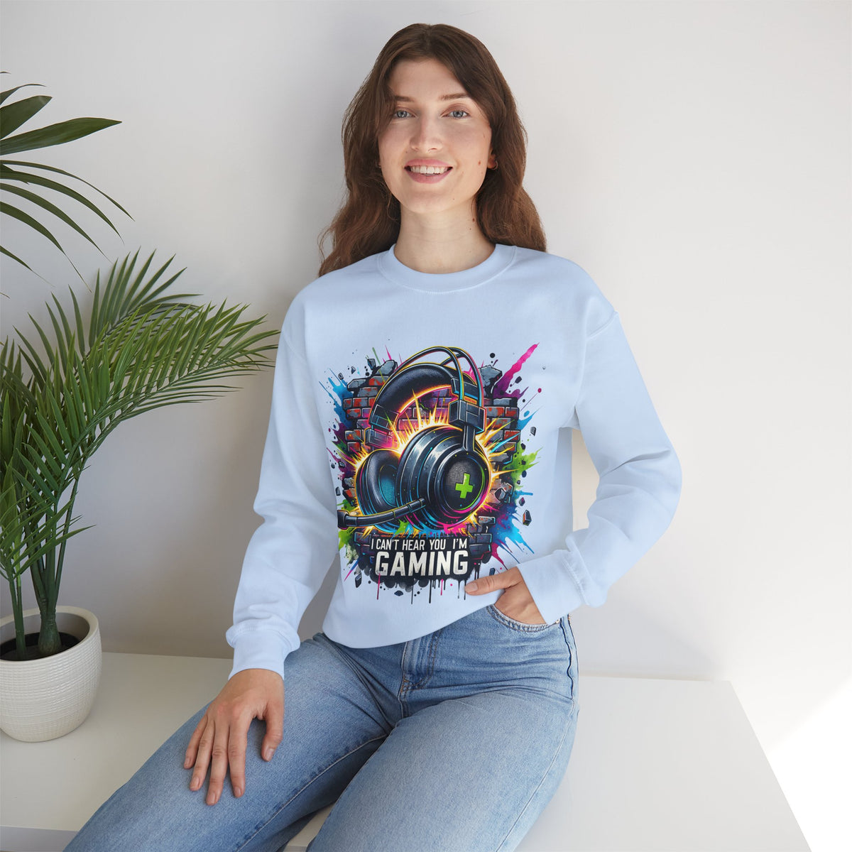 Gaming Headset I Can't Hear You, I'm Gaming – Gildan Heavy Blend | Trendy Women’s and Men's Soft Sweatshirt. Direct to Garment. Printed & Shipped in the USA. Unisex Sizes.